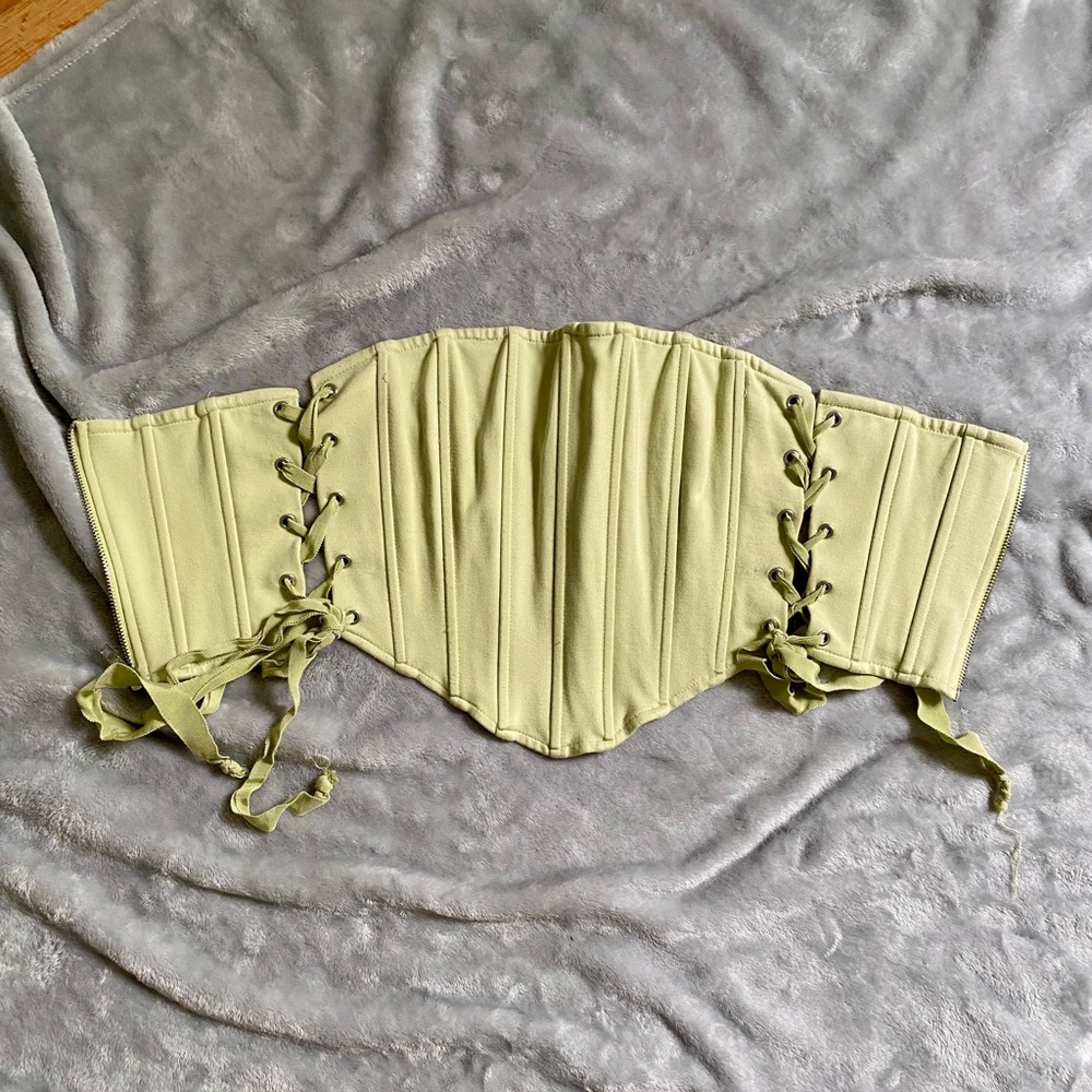 Lace-Up Corset Top in Light Green